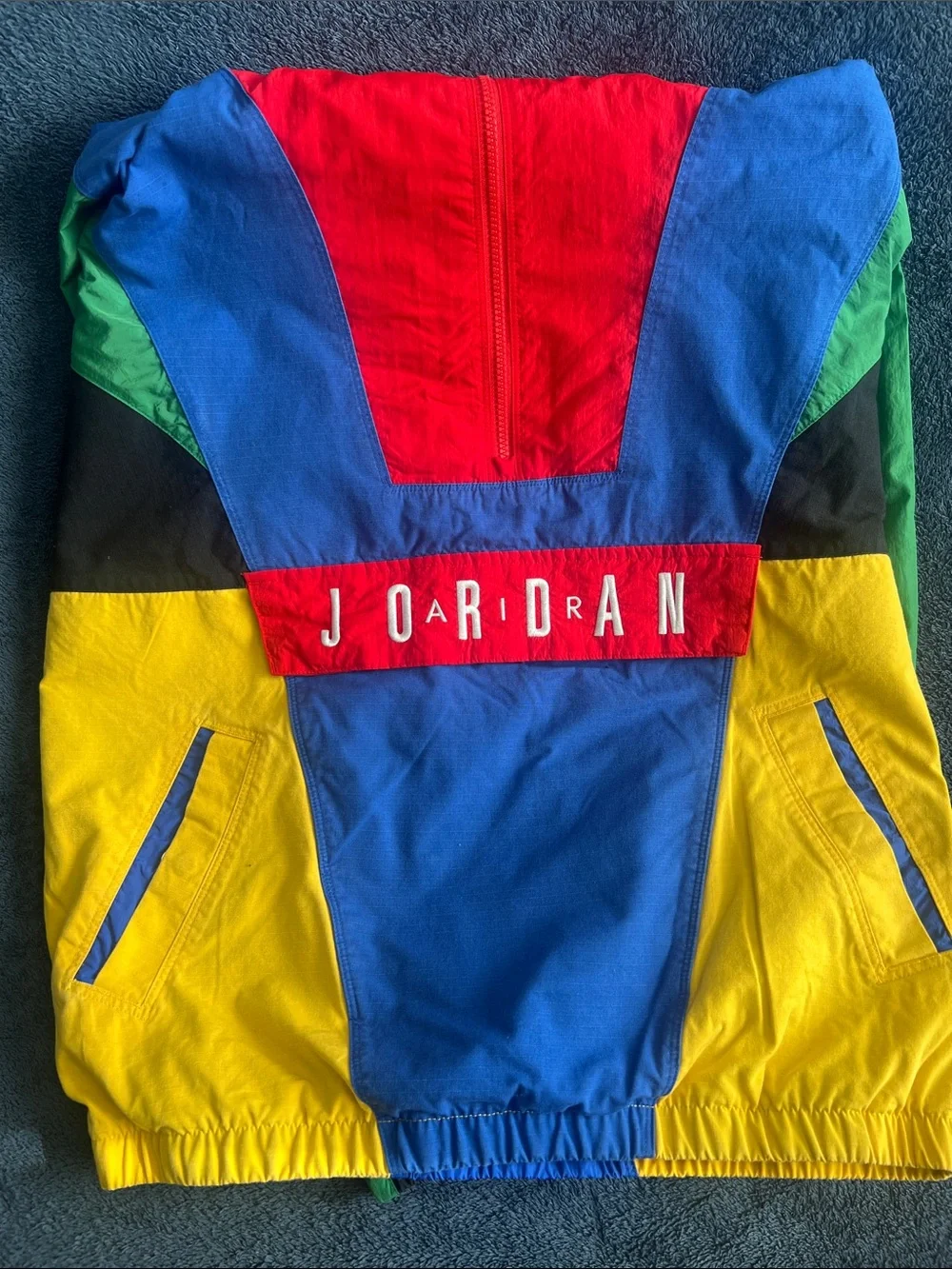 Jordan Colorblock Hooded Raincoat - Red, Blue, Yellow & Green